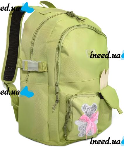 Школьный набор сумок Fashion SG5017 4 в 1 для девочек, подростковый комплект в школу, рюкзак на 16 л сумка шоппер пенал, ранец со значком Зеленый