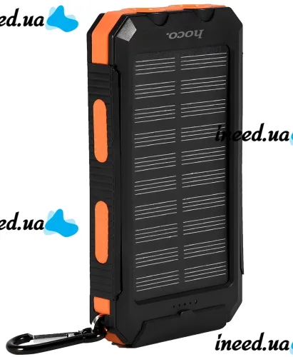 Портативное зарядное устройство HOCO J164 Power Bank 8000mAh с солнечной панелью и фонариком Solar 10W внешний аккумулятор повербанк для зарядки