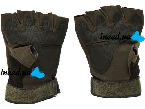 Тактические перчатки с открытыми пальцами Glove Support 7844 беспалые мужские военные перчатки с противоударными вставками для защиты костяшек Хаки