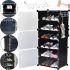 Складаний шафа органайзер для взуття Storage Cube Cabinet D1 - 3 42х32х95см Пластикова тумба з дверцятами на 3 секції і 6 поличок для одягу Чорна