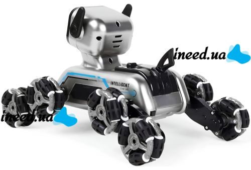Stunt Dog Robot Champions Stunt Robot Dog is an eight-wheeled puppy with sound and light effects on a remote control and USB gestures