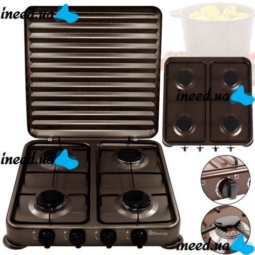 Table gas stove Domotec MS-6604 4-burner gas stove taganok, gas stove