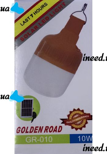 Аварийная LED лампа с солнечной панелью Golden Road GR010 10W аккумуляторный подвесной светильник на солнечной батареи с крючком для кемпинга GR-010