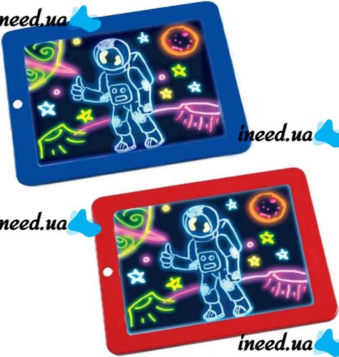 Световой 3D планшет Magic SketchPad RD-2003 волшебная детская светодиодная Led доска для рисования светом с дисплеем и неоновыми маркерами от 3-х лет