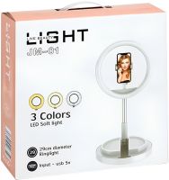 Настольная кольцевая LED лампа на штативе Live Light JM-01 29 см селфи кольцо с подсветкой и держателем для телефона для фото и видео USB Розовое
