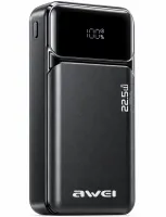 Портативное зарядное устройство Power Bank Awei PA-92 20000 мАч 22.5W внешний аккумулятор повербанк с быстрой зарядкой и дисплеем для телефона Type-C