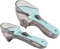 Мерные регулируемые ложки Adjustable Measuring Spoon 2 в 1 пластиковые емкости весы с регулятором объема для сухих и жидких ингредиентов 130 мл