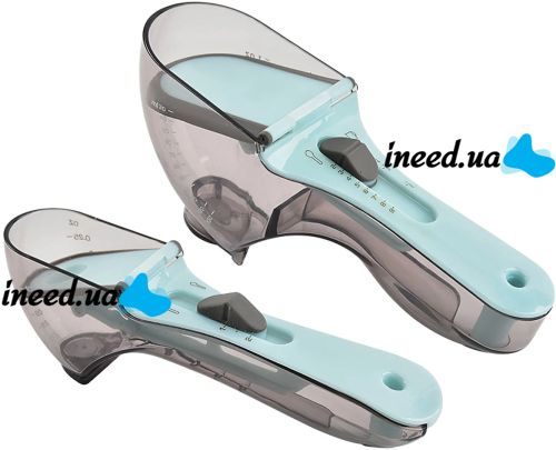 Мерные регулируемые ложки Adjustable Measuring Spoon 2 в 1 пластиковые емкости весы с регулятором объема для сухих и жидких ингредиентов 130 мл