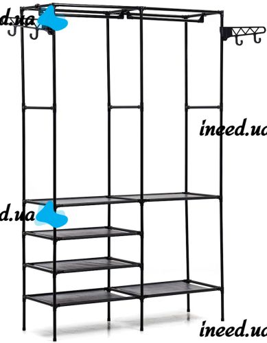 Напольная складная вешалка для одежды Simple Coat Rack Double Row 8518 шкаф органайзер с крючками и шестью полками для обуви, раскладной стеллаж