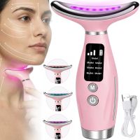 Акумуляторний мікрострумовий масажер Neck Beauty Device HY69 7 режимів міостимулятор для підтяжки та ліфтингу шкіри обличчя і шиї з дисплеєм і підсвічуванням