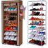 Раскладной тканевый шкаф органайзер Compages Shoes Shelf T-1099 складной каркасный стеллаж для хранения обуви Shoe Cabinet 160X60X30 Коричневый