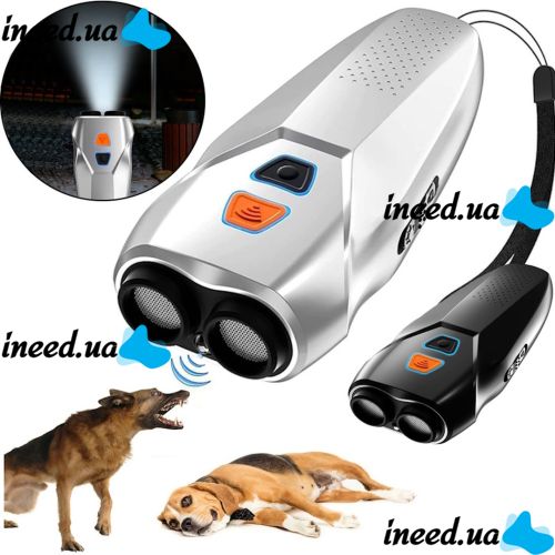 Профессиональный мощный ультразвуковой отпугиватель собак Ultrasonic Dog Repeller PU 70 с аккумулятором и фонариком, защита от собак