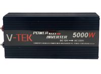 Автомобильный инвертор V-TEK PowerMaxx SSK-5000W 12V-220V от прикуривателя и аккумулятора, Авто преобразователь напряжения тока 12В 5000Вт, Черный