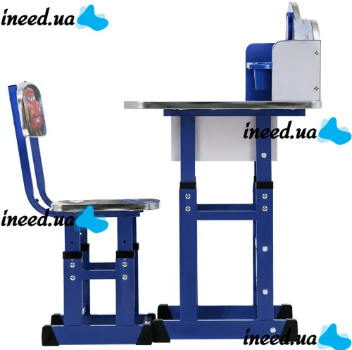 Детская парта со стулом Bambi Disney Cars B-43507 Тачки Молния Маквин письменный стол и стул с регулированной высотой и подставкой для книг Синий