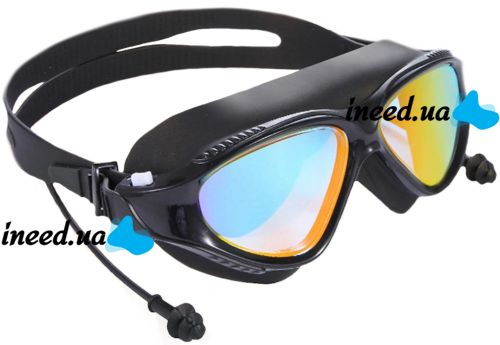 Очки для плавания Conquest Uv Shield Anti-Fog защитная маска с двойным регулируемым ремешком, берушами и защитой от УФ в чехле для бассейна 17х5 см