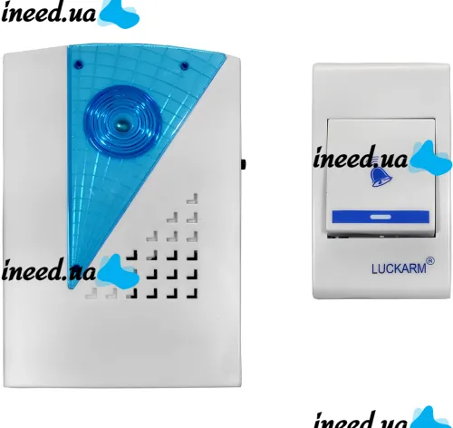 Дверной звонок Luckarm Intelligent D006 от розетки 220V беспроводная кнопка передатчик сигнала и приемник от сети на 38 мелодий для входной двери до 100 м