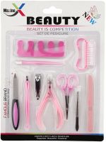Маникюрный педикюрный набор Cutter Set AND 209 многофункциональный комплект инструментов 10 предметов для маникюра и педикюра ногтей в блистере