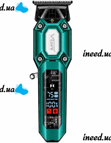 Аккумуляторная машинка для стрижки волос VGR V-900 5W беспроводной мужской триммер для окантовки бороды и усов со сменными насадками и дисплеем USB