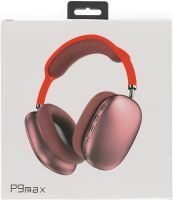 Накладные беспроводные наушники Bluetooth Macaron P9 Max с Aux полноразмерные блютуз стереонаушники со слотом карты памяти MicroSD, TF Card Красные