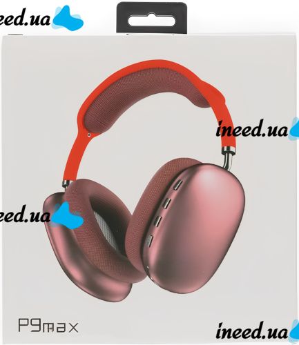 Накладные беспроводные наушники Bluetooth Macaron P9 Max с Aux полноразмерные блютуз стереонаушники со слотом карты памяти MicroSD, TF Card Красные