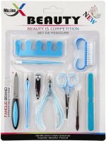 Маникюрный педикюрный набор Cutter Set AND 209 многофункциональный комплект инструментов 10 предметов для маникюра и педикюра ногтей в блистере