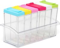 Набор контейнеров для специй Seasoning Six Piece Set 6 штук набор прозрачных емкостей, кухонный органайзер для хранения сыпучих приправ на подставке