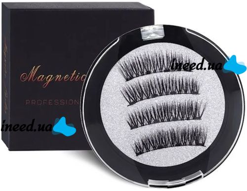 Магнитные ресницы на ленте Magnetic Lashes Professional Eyelash 3D многоразовые накладные ресницы на магнитном основании в круглом футляре 26 мм