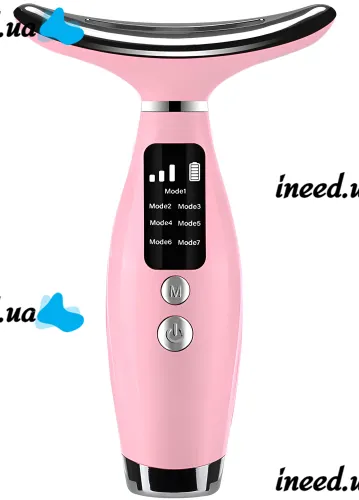 Акумуляторний мікрострумовий масажер Neck Beauty Device HY69 7 режимів міостимулятор для підтяжки та ліфтингу шкіри обличчя і шиї з дисплеєм і підсвічуванням