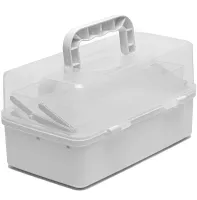 MVM PC-16 28x15x14 cm M plastic storage organizer, home medicine cabinet with sliding shelves 3067-2 White