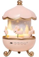 Детский ночник проектор звездного неба Fairy Tale E11 аккумуляторный светильник карусель 6 сменных картинок с LED подсветкой, музыкой и Bluetooth