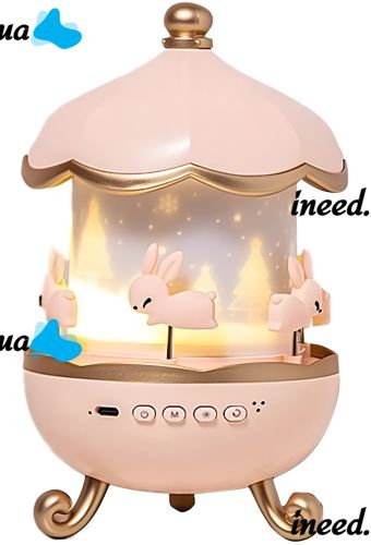 Детский ночник проектор звездного неба Fairy Tale E11 аккумуляторный светильник карусель 6 сменных картинок с LED подсветкой, музыкой и Bluetooth