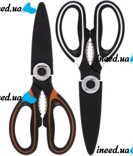 Универсальные кухонные ножницы Onnaaruji Kitchen Scissors KJ01 для нарезки мяса, рыбы и овощей, орехокол из нержавеющей стали с открывалкой в чехле