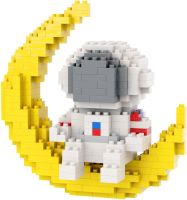 Детский мини-конструктор ночник Астронавт на луне Space Travel W2201 развивающий блочный 3D конструктор с LED подсветкой на 368 деталей