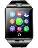 Умные наручные смарт часы Smart Watch Q18 c камерой, диктофоном и фитнес трекером, аккумуляторные Bluetooth часы с пульсометром Smartix Черные