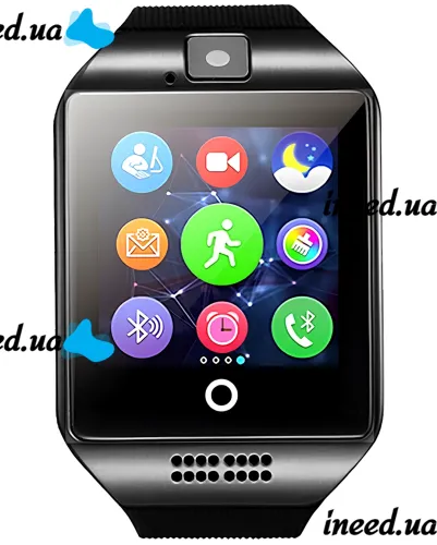 Умные наручные смарт часы Smart Watch Q18 c камерой, диктофоном и фитнес трекером, аккумуляторные Bluetooth часы с пульсометром Smartix Черные
