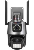 Color Outdoor IP Surveillance Camera with Dual Camera P11 WiFi Video Camera with Night Shooting, Motion Sensor and Microphone 3MP SD RJ45
