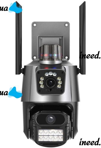 Color Outdoor IP Surveillance Camera with Dual Camera P11 WiFi Video Camera with Night Shooting, Motion Sensor and Microphone 3MP SD RJ45