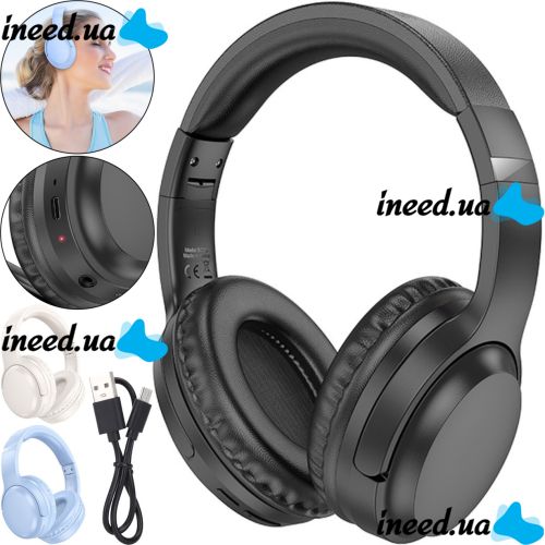Overhead Wireless Bluetooth Headphones Borofone BO25 Rhyme , Full-size Bluetooth Stereo Headphones Borofone 300mAh with Microphone and Length Adjustment