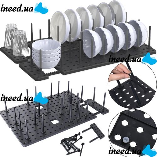 Раздвижной кухонный держатель сушилка Drawer Organizer LY-308 для сушки посуды и крышек на мойку, Телескопическая подставка для тарелок MAG-743
