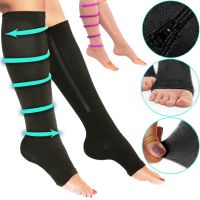 Компрессионные гольфы от варикоза Zip Sox, облегающие лечебные чулки, носки для фиксации лодыжек Зип Сокс со змейкой, Черные S/M, L/XL