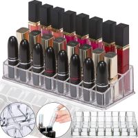 Универсальный акриловый органайзер подставка Lipstick Shelf на 24 ячейки для хранения косметики и помады Контейнер для макияжа и мелочей Прозрачный