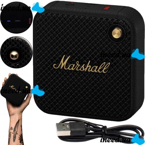 Портативная колонка Marshall Willen BT беспроводная водонепроницаемая акустическая Bluetooth система в ретро стиле USB для Android IOS Черная
