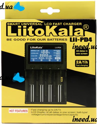 Зарядное устройство для аккумуляторов LiitoKala Lii-PD4 универсальная зарядка c LCD дисплеем индикатором для батареек 18650 на 4 аккумулятора