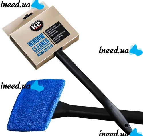 Ручная щетка для мытья стекол Window Cleaner K2 микрофибра с ручкой для мойки и очистки внутреннего лобового стекла и зеркал автомобиля K503