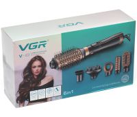 Фен стайлер для укладки волос VGR V-491 6 в 1 щетка браш с насадками 1000W мультистайлер для сушки и выпрямления с керамическим покрытием Черный