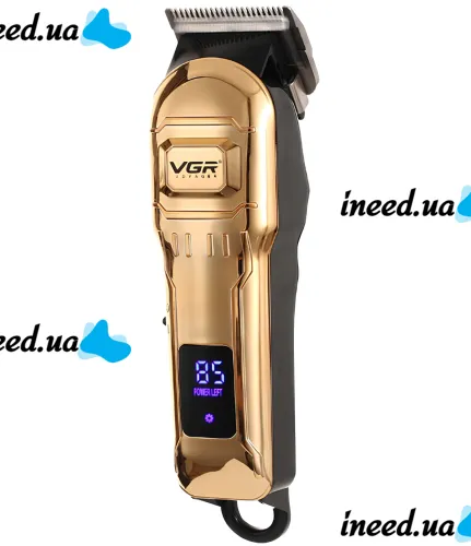VGR V-268 10W cordless hair trimmer, 3 interchangeable attachments, cordless men's beard and moustache trimmer with LED display USB