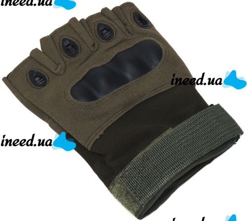 Тактические перчатки с открытыми пальцами Glove Support 7844 беспалые мужские военные перчатки с противоударными вставками для защиты костяшек Хаки