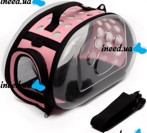 Складная сумка-переноска для кошек и собак Cosmopet CP-21 раскладная прозрачная сумка переноска для транспортировки домашних животных до 8 кг Розовая