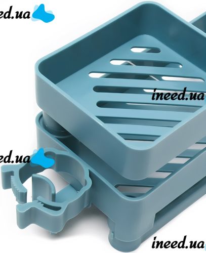 Полка органайзер на кран Faucet Rack LY-282 многофункциональный подвесной поворотный держатель на 3 яруса для мочалок и мыла на смеситель Голубой