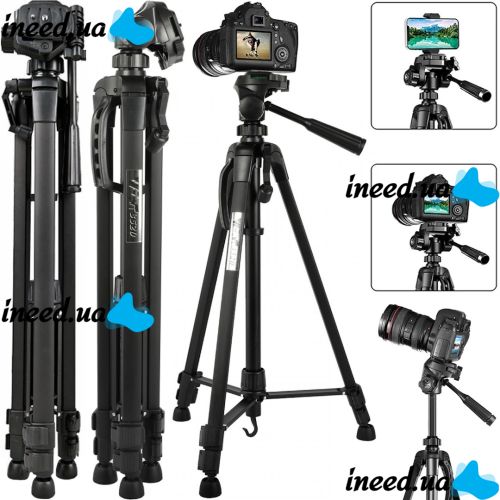 Штатив для камеры и телефона Weifeng WT-3520 140 см универсальная тринога держатель для фотоаппарата и смартфона с видеоголовой, трипод для селфи